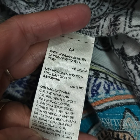 2594) Chico's Paisley Linen 3/4 Sleeve Open Front Blazer Size 0P/Small - Picture 9 of 9